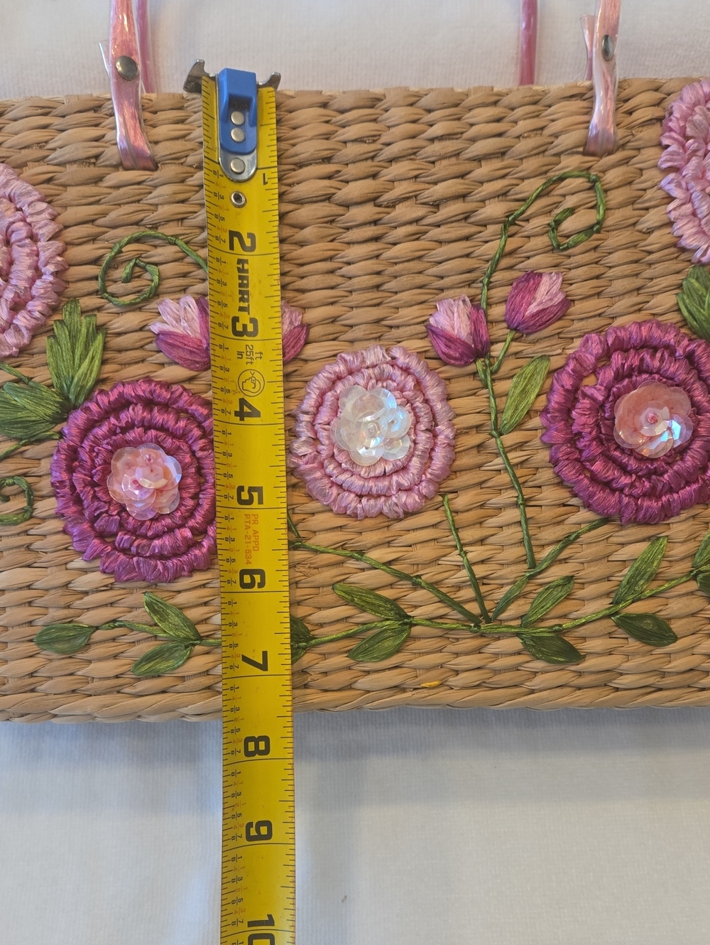 Pink Floral Embroidered Straw Tote By Caslon - Picture 4 of 7